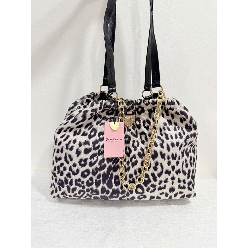 Juicy Couture Fashionable Juicy Tote Bag In Snow Leopard W/Chain Charm VIRAL NEW - Picture 2 of 8